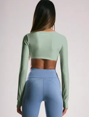 long sleeve gym crop top Green Size M thumbnail 2