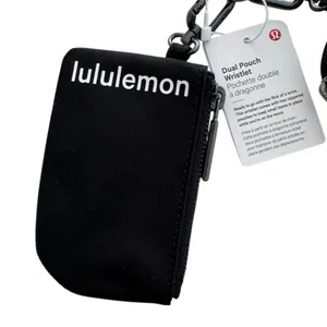 Lululemon Dual Pouch Wristlet Black Gunmetal White thumbnail 6