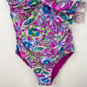 Stella Parker One Piece Swimsuit Womens Size L Purple Multicolor Floral thumbnail 4