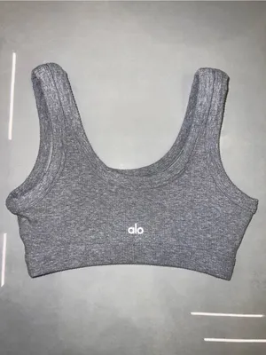 Alo Yoga Wellness Bra in Heather Grey thumbnail 3