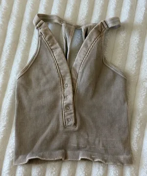 Free People Tan Ribbed Women's Top thumbnail 1