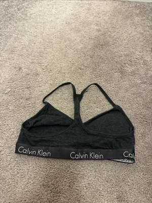 Calvin Klein Black Racerback Bralette with Logo Band thumbnail 2