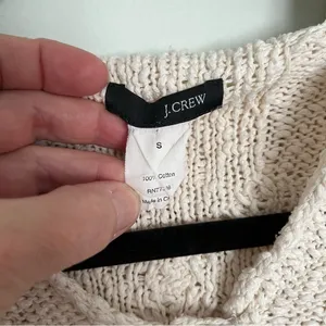 J. Crew Knit Cotton Hooded Pullover Sweater Size Small. Cream colored thumbnail 7