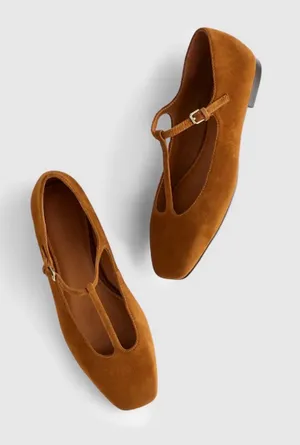 Madewell Mylie T Strap Suede Mary Jane Ballet Flats Coquette Preppy Women 7 thumbnail 1