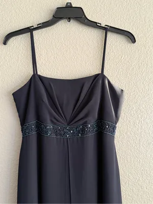 Michaelangelo Navy Beaded Empire Waist Formal Maxi Gown Size 14 thumbnail 3