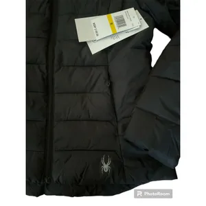 NWT Spyder Clara Puffer jacket Black Hooded Coat Woman size medium thumbnail 10