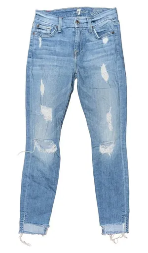 7‎ For All Mankind Distressed Frayed Ankle Skinny Jeans thumbnail 1