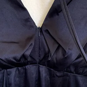 NWT‎ Dessy Collection Charmeuse Cap Sleeve Gown Dress in Midnight Blue thumbnail 6