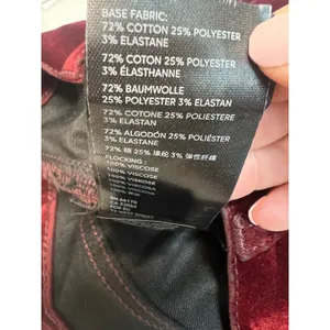 We The Free Stella Velvet Skinny Pants Red Hue Raw Hem Button Fly 29 thumbnail 5