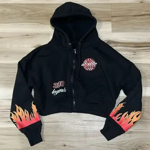 Racecar Black Cropped Zip Up Hoodie Sweatshirt Women’s Small thumbnail 1
