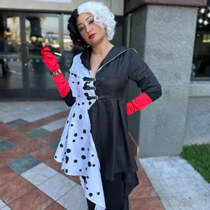 Cruella Devil Costume Women's Coat Dress Cosplay Outfit Halloween X-LARGE thumbnail 9