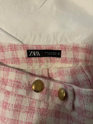 Zara pink and white checkered gingham mini skort thumbnail 5
