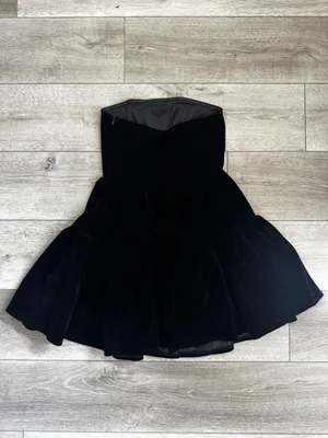 Nasty Gal Black Velvet Strapless Tiered Party Dress thumbnail 3