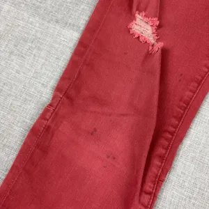 We The Free Jeans Womens 26 Red Mid Rise Skinny Distressed Fringe Hem Denim thumbnail 4