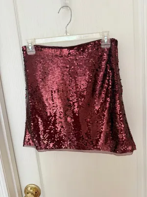 Vtg New H&M Burgundy Sequined Skirt, Sz 2 (EUR 34) thumbnail 2