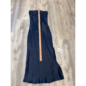 ASOS DESIGN Navy Blue Satin Cami Neck Lace Up Back Maxi Dress Size US 6 NEW thumbnail 7