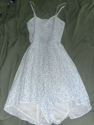 Hollister Dress White Floral Blue thumbnail 1