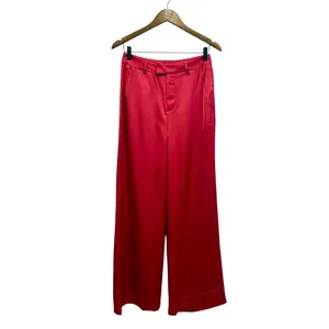 Lulus Modern Approach Red Satin Wide-Leg Pants size Medium thumbnail 3
