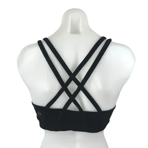 Lululemon Energy Black Sleeveless Cross Back Activewear Sports Bra Tank Top S/M thumbnail 2