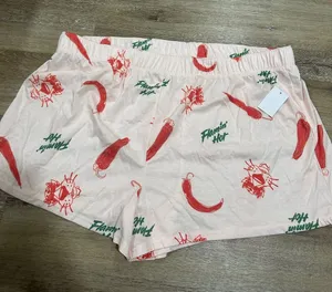 Flamin' Hot Print Women's Lounge Shorts - Pink/Red Cheetos flamingo hot shorts thumbnail 1