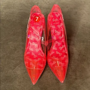Barbie x ALDO Barbiestessy Collection Pink Translucent Pointed Toe Pumps 7 NEW thumbnail 9