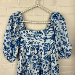 Abercrombie & Fitch Emerson Poplin Blue Floral Puff Sleeve Mini Dress Size S thumbnail 6