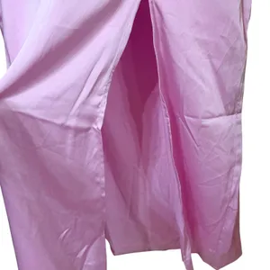 A New Day Pink Satin Midi‎ Slip Skirt XXL Elastic Waist Side Slit RN17730 thumbnail 3