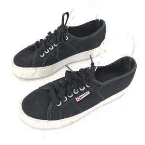 Superga Platform‎ Sneakers Women 39.5 Black Canvas Chunky Streetwear Size 8.5 thumbnail 2