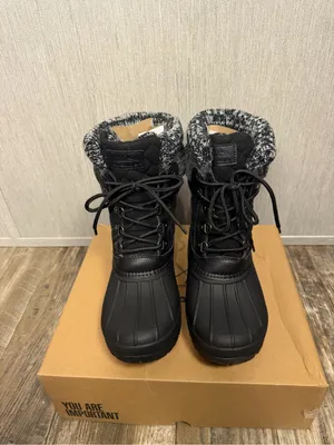 Women's Black Quilted Winter Lace-Up Boots with Knit Collar Size 6 thumbnail 9