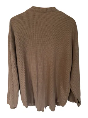 CHOU YATOU Button Down Waffle Knit Shacket Brown Size L thumbnail 3