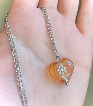 Handmade quality Czech glass heart flower unique fairy romance cottage chic style necklace💐🩷 thumbnail 1
