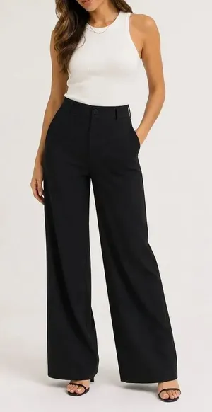 BetaBrand Classic Black Wide Leg Dress Pants Women’s Medium thumbnail 1