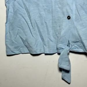 CASLON women's Blue Button Front Tie Front Tank Top Size L Cotton‎ Modal thumbnail 7