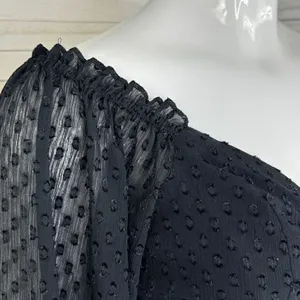 Aeropostale Clip Dot Lace Up Off The‎ Shoulder Crop Top Black Medium Sheer Indie thumbnail 8