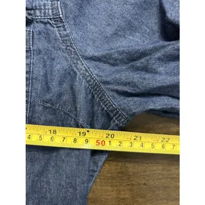 Denim Chambray Button Front tiered Shirt Dress Blue Petite XL Modest Teacher thumbnail 5