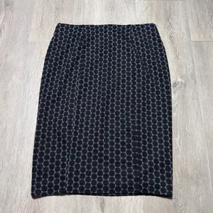 ELLE Womens Black White Honeycomb‎ Geometric Dot Stretch Pencil Skirt Medium M thumbnail 2