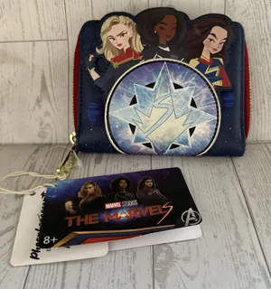 Loungefly The Marvels Group Zip Around Wallet Glows In The Dark Superhero Comics thumbnail 1