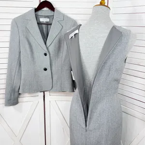 Kasper Sheath Dress Blazer Suit Women 4 Sharkskin Grey‎ Professional Business thumbnail 8