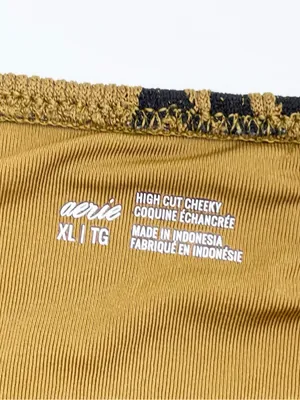 Aerie Scoop Neck High Cut Cheeky Bikini Set Size XL Leopard Print Ribbed Knit thumbnail 9