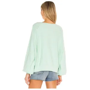 FREE PEOPLE Found My Friend Bouclé Pullover in Misty Jade Size Small thumbnail 3