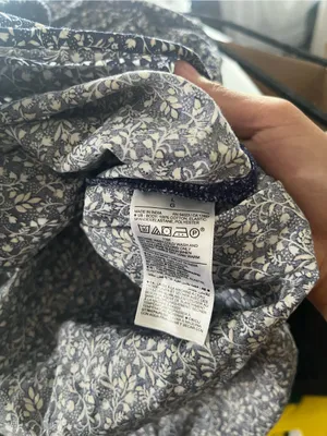 Old Navy 100% Cotton Navy Blue Floral Smocked Midi Dress Large Coastal thumbnail 9