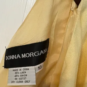 Donna Morgan Yellow Sunflower Halter Neckline Linen Blend‎ Dress Size 10 thumbnail 7