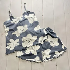 NWT - Shein - Women’s Blue Floral Pajama Set - Size Medium thumbnail 1
