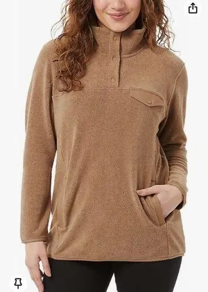 32 Degrees Heat Tan Brown Midweight Snap Arctic Fleece Pullover Large Comfy thumbnail 1