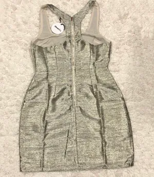 Kenny Gold Metallic Tweed Mini Dress S thumbnail 4