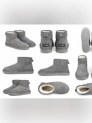 Koolaburra by UGG Mini Boots Gray Suede Faux Fur Lined Womens Size 9 thumbnail 2