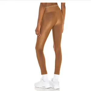 WeWoreWhat Chain High Rise Legging Ribbed Brown Stretch Athleisure Small NWT thumbnail 4