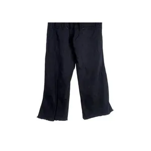 Zara Relaxed Fit Utility Style Wide Leg High Rise Raw Hem Jeans Pockets M Black thumbnail 9
