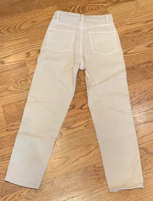 H&M Beige High Waisted Straight Jeans thumbnail 2