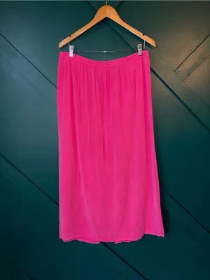 Tianello Tencel Hot Pink Pull-On Elastic Waist Maxi Skirt Granny Core Size XL thumbnail 2